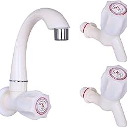 Nilsons Plastic Swan Neck Sink Cock Tap with 2 Bib Cocks – PVC Wall Mounted Tap Set for Kitchen, Bathroom & Utility Use | Leak-Proof, Rust-Free Faucet Combo – White (Pack of 3)-image-36