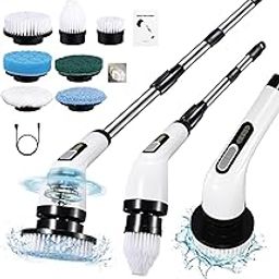 Electric Spin Scrubber,Cordless Cleaning Brush,Shower Cleaning Brush with 7 Replaceable Brush Heads, Power Scrubber 2 Adjustable Speeds,Detachable Long Handle Brush for Tile Tub-image-95