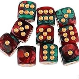 ATORSE Toy 40 Pcs Translucent 6-Sided 16mm Gaming Dice Set Red & Green with Golden Pips-Toys & Hobbies-Games-Role Playing Games-Dungeons & Dragons-Accessories & Dice-image-11