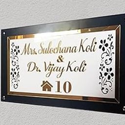 Name Plate for Flat/Home Laser Cut hanging name plate for home entrance size(40x25) cm with chrome screws-picture-21