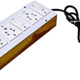 Ramview 3 Plug 3 Switch Wooden Electric Extension Board 0.75mm Cable with 3pin top (Wire 2 MTR)-picture-24