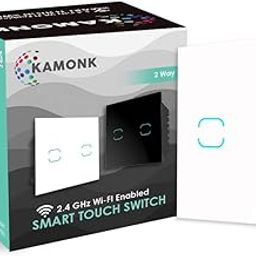 Kamonk Smart Touch Switch 2 Way, Wi-Fi Enabled, No Additional Hubs, No Automation related Wiring, Compatible with Amazon Alexa and Google Assistant, Add shortcuts to Siri & Kamonk App (White)-0
