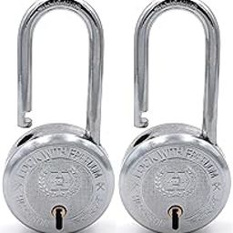 Harrison Padlocks/Round Padlock 50mm 6 Lever with 3 Keys T-26LS-0275 Pack of 2/ Mild Steel Material/Bright Chrome Polished Finish/Door Lock, Shutter Lock, Godown Lock, gate Lock-17