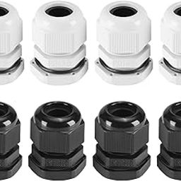 Juvielich 14Pcs PG13.5 Cable Gland Plastic Waterproof Cable Glands Joints Adjustable Connector Black/White for 6-11mm Dia Cable-image-36