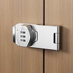 ETEKJOY Cabinet Lock Keyless 3-Digit Password Combination Code Hasp Latch Lock Twist Knob Wooden Drawer Cupboard (Silver, 3 inch)-image-51