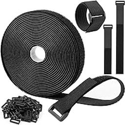 ANUKMPA Hook and Loop Straps 5 Meter with 25 Buckles – Adjustable Reusable Velcro Cinch Ties for Cable Cord & Wire Organizer – Multipurpose Cut-to-Length Hook & Loop Fasteners for Home & Office-image-92
