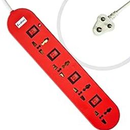 Alixa Extension Board with 4 Universal Sockets, 3 Meter Long Cord, 2500 Watts, 6 Amp Multi Plug for Home & Office (RED)-image-75
