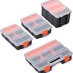 Toriox Hardware Organizer Box with Dividers, 4Pcs Plastic Tools Storage Box Multi-functional Compartments Tool Box with Removable Dividers for Easy & Convenient Storage Tool Organizer-4