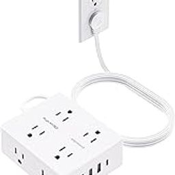 Olcorife - 10ft Power Strip, Ultra Slim Flat Plug Extension Cord, 8 Outlets, 4 USB Ports (1 USB C), Flat Plug Extender, Bedroom Essential-image-23