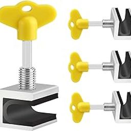 Window Locks, 4 Sets Sliding Window Locks, Window Stoppers for Vertical & Horizontal Slide Door, Adjustable Security Locks for Patio Bedroom Home and Office YELLOW-14