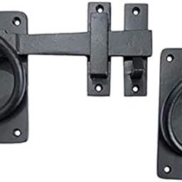 Adonai Hardware "Adonikam Antique Heavy Duty Cast Iron Front Entry Sturdy Ring Medieval Gate Latch Without Texture (1 Pack, Matte Black) for Vintage Wooden Barn Shed Doors, Gates, Fences, Farmhouse-24