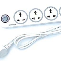 Crompton Power Plate 6 with 4 Power Sockets Extension Board, 1500W Power Converter, Cord Length 2Mtr (White & Grey)-image-25