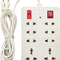 A Aaradhya 240V 8+1 Mini Power Strip Extension Board with 1 Switch, Indicator, Safety Fuse, and 8 International Sockets, 2-Meter Cord-24