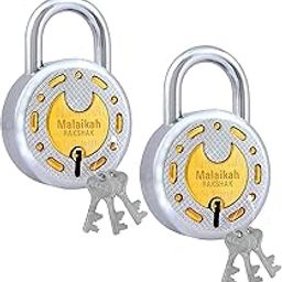 Malaikah Round 65mm Lock and Keys -Padlock for Home, Gate, and Shutter - Metal Body, Double Locking 8 Steel Lever with 3 Silver Keys - Rakshak (Multicolor), Made in India, Pack of 2-picture-20
