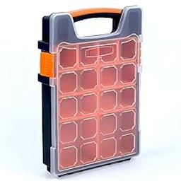 JPT Professional Organizer with 10 Removable Compartments, Orange Plastic Storage Bin for Screws and Small Items-image-61