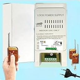 Electronic Lock Power Supply (Wireless Unlock Electric Rim Lock - Smart Connect with Video Door Phone CPPPlus) with 2 Remotes RC Power Supply -12V-30V DC-21