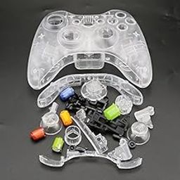 Full Hard Case Housing Shell Buttons Mod Kit Component Cover for Xbox 360 Game Controller (A-Clear)-17