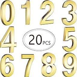 20 Pieces Self-Adhesive Door House Numbers Mailbox Numbers Street Address Numbers for Mailbox Signs, 0 to 9 (Gold,3 inch)-image-2