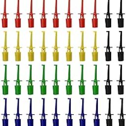 Micro Traders 40PCS Multimeter Electrical Testing Single Hook Clip Grabber Test Probe Cable Clip Kit 5 Colours Electrical Tools for Multimeter Wire Lead-23