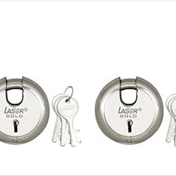 Laser Bold (75 MM) Laser Bold Door Lock & 3 Key Padlock (Silver Finish) (Pack of 2)-90