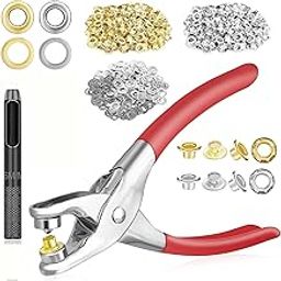 DIY Craft Grommet Eyelet Pliers Kit, Metal Eyelets with Washers in Gold/Silver, Portable Eyelet Grommet Hand Press 1/4 Inch 6mm Grommet Tool Kit for Leather/Belt/Shoes/Cloths Pcs :- (1000)-4
