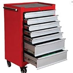 Heavy-Duty Rolling Tool Cabinet, 7-Drawer Storage Trolley, Red and Silver-image-42