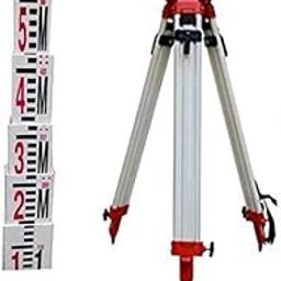 National Export world Aluminum Levelling Staff 5 meter 4 Fold and free cover with Auto Level Tripod Stand-7
