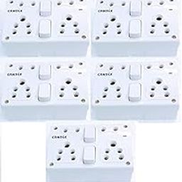 CANDLE 6Ampere Unbreakable 2 Switch 4 Socket/Outlets Combined with Box with Indicator (White, 2+4) Pack of 5 Pcs-image-85