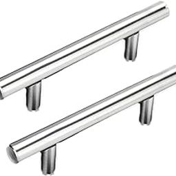 HI PLASST Modern Cabinet Pull Handle Matt Finish 2 Pieces - Stainless Steel - Sleek Kitchen & Bathroom Hardware for Home Upgrade Cabinet |Length 4 Inch | Hole-to-Hole 64 mm | Silver (4 Inch)-image-1
