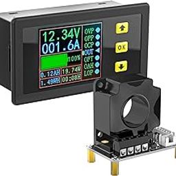 DROK Charge-Discharge Monitor, 0-90V 100A DC Ammeter Voltmeter, Battery Capacity Amp-Hour Watt-Hour Power Time Multimeter, LCD Display Digital Voltage Current AH WH Watt Meter Tester with Hall Se-image-69