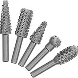 UPTODATETOOLS Rotary Burr Rasp Set - 5Pcs Wood Carving File Drill Bits, 1/4 Inch Round Shank Chisel Shaped Embossed Grinding Head DIY Woodworking Power Tools for Polishing, Grinding, Engraving-image-9