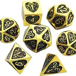 ATORSE Toy 7 Pieces Zinc Alloy Game Polyhedral Dice D4 D6 D8 D10 D12 D20 Set Golden-Toys & Hobbies-Games-Role Playing Games-Dungeons & Dragons-Accessories & Dice-23