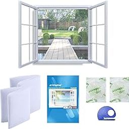 JIT-FUNG DIY Mosquito Net for Windows [Premium]-2 Packs, Fly Screen Insect Mesh with Cutter and Self-Adhesive Tapes [Traceless], 3.0 (51*61inches, White)-image-35