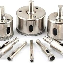 UPTODATETOOLS 10 Pcs Hole Saw Set for Glass, Marble, Granite Stone, Ceramic, Porcelain, 6 mm - 50 mm, Hollow Core Drill Bit Set-image-3