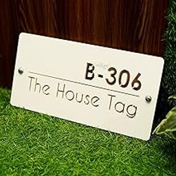 THE HOUSE TAG Customised Luxury Name Plate for Home Entrance Waterproof Designer White Acrylic Laser Cut with Rose Gold Mirror Acrylic Letters Base 30x15cm with Stainless Steel Screws-image-119