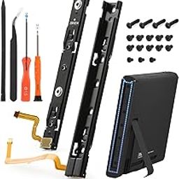 Left and Right Slide Rail for Nintendo Switch Console Slide Rail Bar Replacement with Flex Cable for NS Nintendo Switch Console Rebuild Track Accessories Repair Parts(with Console Screws)-44