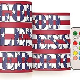Set of 2 4th of July USA Flag Flameless Candles Remote Timers Independence God Bless America Pillar Candles for Bedroom Bathroom Outdoor Party Garden Ambient Lighting Decoration-image-60