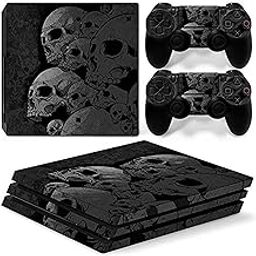 Khushi Decor Scul Image Black Pro Skin Sticker Cover for Ps4 Pro Console and 2 Controllers Stickers for Video Game-12