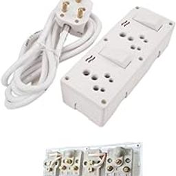 16 Amp Electrical Combination Box with 2 Switch and Socket Pairs, Ceramic Body, White-22