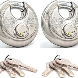 Harrison Padlocks/Round Padlock 90mm 12 Pin with 3 Computerised Keys ROCK-STAR-0404 Pack of 2/ Mild Steel Material/Stainless Steel Finish/Door Lock, Shutter Lock, Godown Lock, gate Lock-image-59