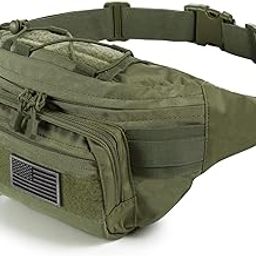 SOWHUP Tactical Fanny Pack,Military Waist Bag Pack with U.S Patch Utility Hip Belt Bumbag for Outdoor Fishing Hiking, Army Green(4 Zipper Pockets), S, Tactical Fanny Pack-image-29