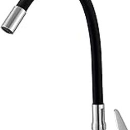 SPAZIO Vignette Flexible Brass Swan Neck Flxo Play With 360 Degree Flexible Silicon Hose & Single Flow Pattern, Hot/Cold Water For Kitchen Sink, Wash Basin Faucets Taps Chrome Finish Silver Pillar Cock-picture-10