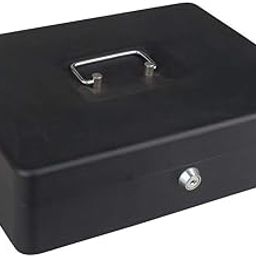 Locking Large 12 Inch Cash Box With Lock And 2 Key| 2 Compartments Steel Cash Box With Money Tray Perfect Secure Storage for Money, Loose Change, Coin, Bill, Cheque Jewelry Etc (Black)-13