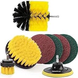HEROOX 8 Pcs Power Drill Scrubber Brush Cleaning Kit – All Purpose Brush & Pads for Bathroom, Grout, Kitchen, Tub, Tile, Shower, Car, Floor & Corner Cleaning (Drill Not Included)-image-88