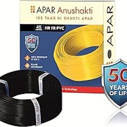 APAR ANUSHAKTHI 1.0Sq mm 45m HEAT RESISTANT(@ 105*C) FLAME RETARDANT PVC Powered by E-BEEM TECHNOLOGY Single Core CLASS 5 COPPER Conductor Wire for Domestic & Industrial Electrical Wiring (BLACK)-picture-23