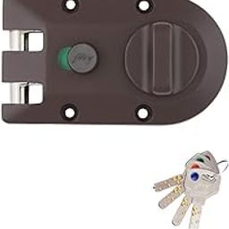 Godrej Rim Lock l Vertibolt Ultra XL+ I 1CK Deadbolt l for Inside Opening, Double and Sliding Wooden Doors l Left/Right-Handed Doors l 4 Keys l 5Year Warranty l Manual Locking I Textured Brown Finish-14