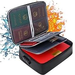 Fire Resistant File Organizer,Home Safe Box Fireproof Waterproof,Suitable for laptops,Files,certificates,Document Bag with Lock,3-Layer Document Storage Box for Home documents,Genealogy Gift (Black)-image-73