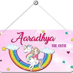 ASHVAH Unicorn Personalized Room/Door Kids Name Plate Wall/Door Sign Kids Room Décor- Size :- 28 x 14 cm, Name - Aaradhya-image-26