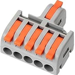 POWER CONNECT 1 in 5 Out Quick Wire Connector, Speed Wire Releasable Electrical Connector, Secure & Removable, Effortless (Set of 5) Orange-image-67
