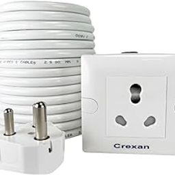 Crexan Extension Board 6A/16 Amp and 1500/2500 Wattage Flexible Extension Board with 16 Amp Socket with Safety Shutter -1 nos,2.5 Sq.mm 3 Core White Copper Wire (2500 Wattage Small Plug, 25 Meter)-image-21